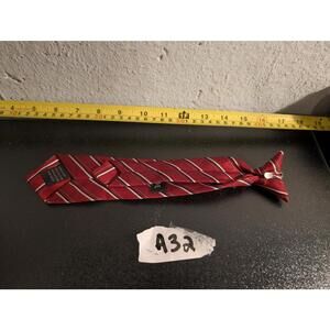 George Boys' Clip-On Tie | Red, Black & White Diagonal Stripes - Formal/School